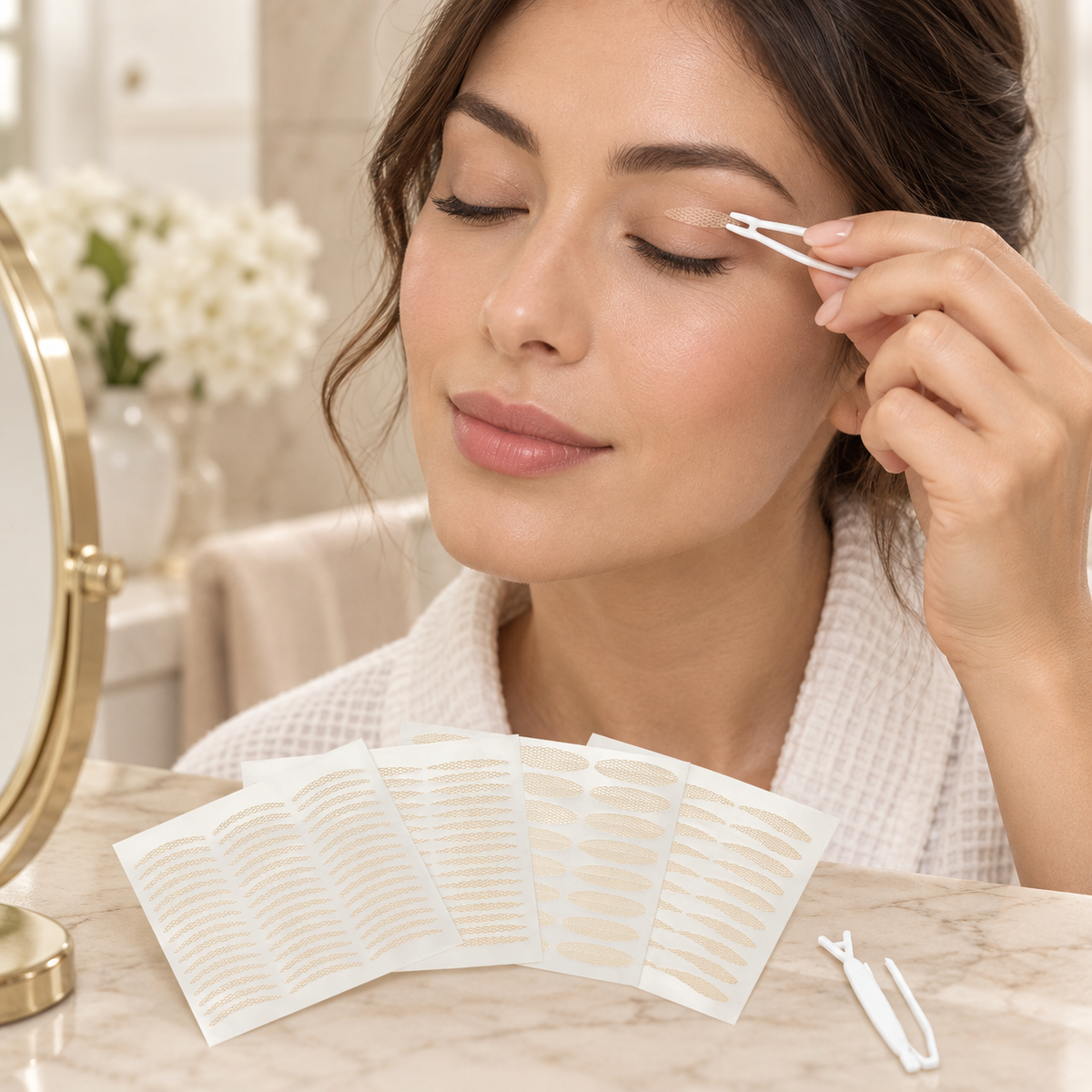 Patchs Lift Paupières utilisé dans une routine beauté élégante